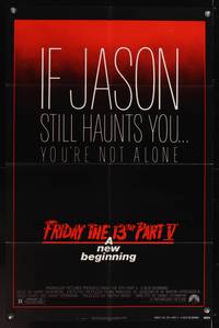 7z360 FRIDAY THE 13th PART V 1sh '85 A New Beginning, Jason still haunts you, slasher horror!