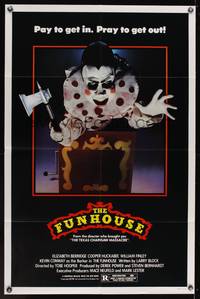 7z375 FUNHOUSE 1sh '81 Tobe Hooper, creepy carnival clown horror image!