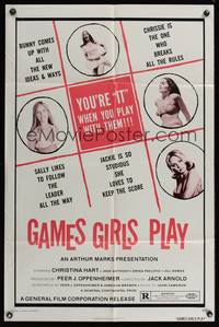 7z386 GAMES GIRLS PLAY 1sh '75 Jack Arnold, it takes four of a kind to pull off the bunny caper!