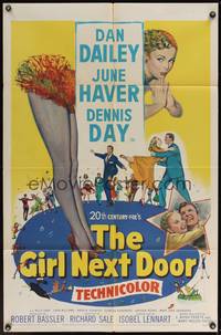 7z397 GIRL NEXT DOOR 1sh '53 artwork of Dan Dailey, sexy June Haver & Dennis Day all dancing!
