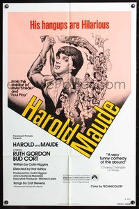7z430 HAROLD & MAUDE 1sh R79 Ruth Gordon, Bud Cort is equipped to deal w/life!