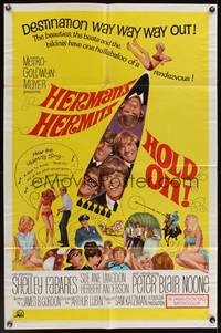 7z445 HOLD ON 1sh '66 rock & roll, great full-length image of Herman's Hermits performing!