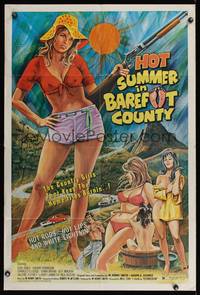 7z451 HOT SUMMER IN BAREFOOT COUNTY 1sh '74 art of sexy country girls by Ekaleri!