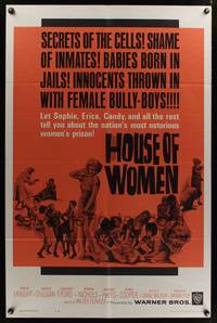 7z458 HOUSE OF WOMEN 1sh '62 Walter Doniger, women's prison, wild female convicts!