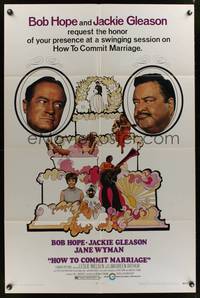 7z463 HOW TO COMMIT MARRIAGE 1sh '69 Bob Hope & Jackie Gleason glaring at each other!