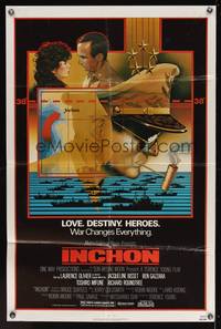7z486 INCHON 1sh '82 Laurence Olivier, Jacqueline Bisset, Dan Long military art!