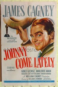 7z505 JOHNNY COME LATELY 1sh '43 James Cagney is a newspaperman/hobo helping an old lady!