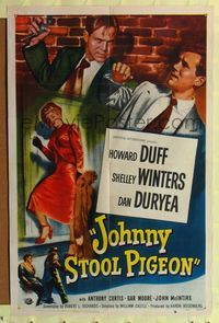 7z506 JOHNNY STOOL PIGEON 1sh '49 directed by William Castle, Howard Duff & sexy Shelley Winters!