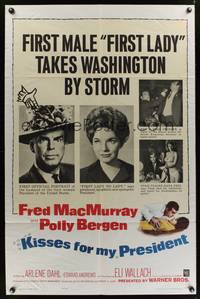 7z523 KISSES FOR MY PRESIDENT 1sh '64 Fred MacMurray, Polly Bergen, is America prepared!