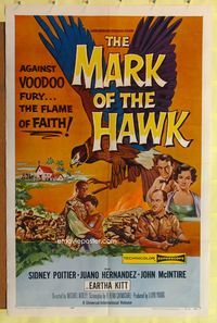 7z588 MARK OF THE HAWK 1sh '58 Sidney Poitier & Eartha Kitt against voodoo fury in Africa!