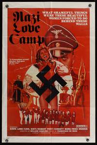 7z625 NAZI LOVE CAMP 1sh '77 classic bad taste image of tortured girls & swastika!
