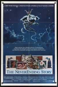 7z627 NEVERENDING STORY 1sh '84 Wolfgang Petersen, great fantasy art by Ezra Tucker!