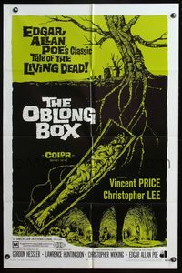 7z654 OBLONG BOX 1sh '69 Vincent Price, Christopher Lee, Edgar Allan Poe, cool horror art!