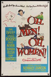 7z662 OH MEN OH WOMEN 1sh '57 Dan Dailey, Ginger Rogers, David Niven, Barbara Rush!