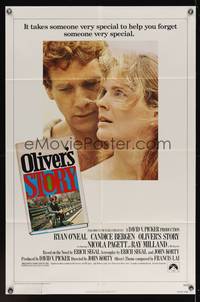 7z664 OLIVER'S STORY 1sh '78 romantic close-up of Ryan O'Neal & Candice Bergen!