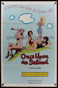 7z668 ONCE UPON AN ISLAND 1sh '65 Det tossede paradis, pan with sexy women, modern sex fable!