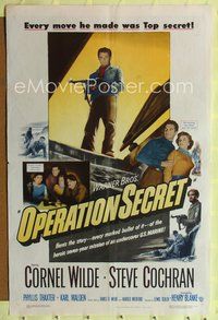 7z672 OPERATION SECRET 1sh '52 Cornel Wilde, Cochran, mission of an undercover U.S. Marine!