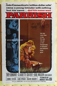 7z677 PARRISH 1sh '61 art of Troy Donahue passionately kissing pretty Connie Stevens!
