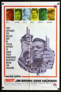 7z724 RIOT int'l 1sh '69 Jim Brown & Gene Hackman escape from jail, ugliest prison riot in history!