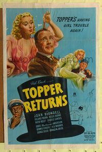 7z885 TOPPER RETURNS 1sh '41 Joan Blondell, Roland Young, Billie Burke, Eddie Anderson, Hal Roach!