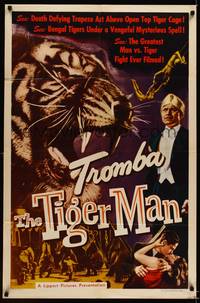 7z896 TROMBA THE TIGER MAN 1sh '51 German circus, cool tiger image!