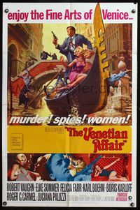 7z911 VENETIAN AFFAIR 1sh '67 artwork of spies Robert Vaughn & sexy Elke Sommer in Italy!