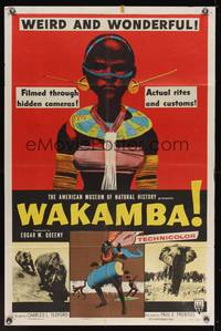 7z914 WAKAMBA style A 1sh '55 colorful art, actual customs of weird & wonderful African tribe!