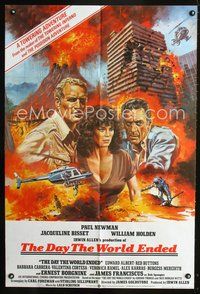 7z923 WHEN TIME RAN OUT English 1sh '80 art of Paul Newman, William Holden & Jacqueline Bisset!