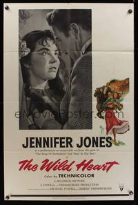 7z935 WILD HEART style A 1sh '52 Jennifer Jones' fox has Gone to Earth, Powell & Pressburger!