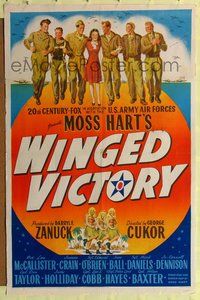 7z938 WINGED VICTORY 1sh '44 Judy Holliday, WWII propaganda, cool image of soldiers with girl!