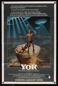 7z948 YOR, THE HUNTER FROM THE FUTURE advance 1sh '82 Margheriti's Il mondo di Yor, cool sci-fi art