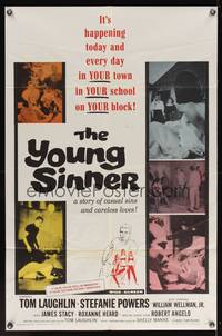 7z951 YOUNG SINNER 1sh '65 Tom Laughlin pre-Billy Jack, casual sins and careless loves!