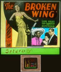 8a085 BROKEN WING glass slide '32 sexy Lupe Velez falls in love with pilot Melvyn Douglas!