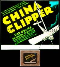 8a088 CHINA CLIPPER glass slide '36 cool image of airplane flying, early low-billed Bogart!