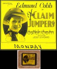 8a089 CLAIM JUMPERS glass slide '29 great close up smiling portrait of cowboy Edmund Cobb!