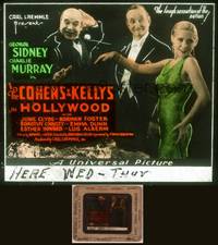 8a091 COHENS & KELLYS IN HOLLYWOOD glass slide '32 art of George Sidney & Murray with sexy girl!