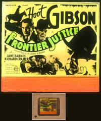 8a094 FRONTIER JUSTICE glass slide '36 many images of cowboy Hoot Gibson!