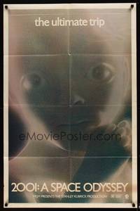 8b149 2001: A SPACE ODYSSEY 1sh R74 Stanley Kubrick, super close image of star child!