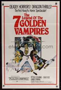 8b154 7 BROTHERS MEET DRACULA int'l 1sh '74 The Legend of the 7 Golden Vampires, different art!