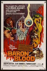 8b178 BARON BLOOD 1sh '72 Mario Bava, the ultimate in human agony, torture beyond belief!