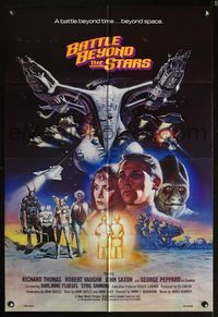 8b181 BATTLE BEYOND THE STARS 1sh '80 Richard Thomas, Robert Vaughn, Gary Meyer sci-fi art!