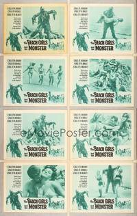 8b769 BEACH GIRLS & THE MONSTER 8 LCs '65 classic schlocky grade-Z movie, wacky monster images!