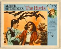 8b047 BIRDS LC #3 '63 Alfred Hitchcock, wonderful close image of terrified kids attacked by birds!