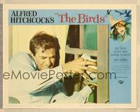 8b049 BIRDS LC #6 '63 Hitchcock, close up of Rod Taylor trying to keep them from coming in window!