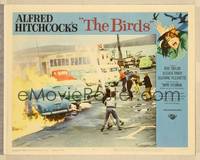 8b052 BIRDS LC #8 '63 Alfred Hitchcock, villagers use fire hoses to stop cars from burning!