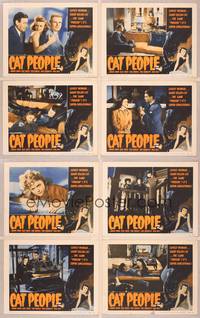 8b782 CAT PEOPLE 8 LCs R52 directed by Jacques Tourneur, sexy Simone Simon, horror!