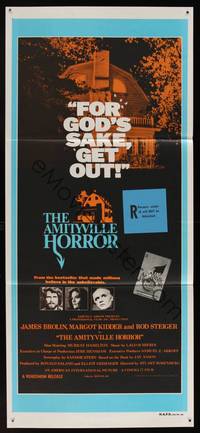 8c262 AMITYVILLE HORROR Aust daybill '79 AIP, image of haunted house, for God's sake get out!