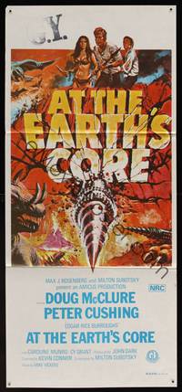 8c264 AT THE EARTH'S CORE Aust daybill '76 Edgar Rice Burroughs, cool different artwork, AIP!