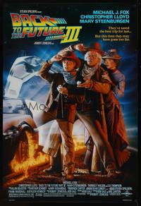 8c491 BACK TO THE FUTURE III DS 1sh '90 Michael J. Fox, Chris Lloyd, Zemeckis, Drew Struzan art!