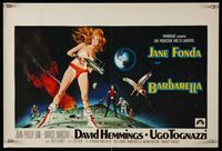 8c233 BARBARELLA Belgian '68 sexiest sci-fi art of Jane Fonda by Robert McGinnis, Roger Vadim